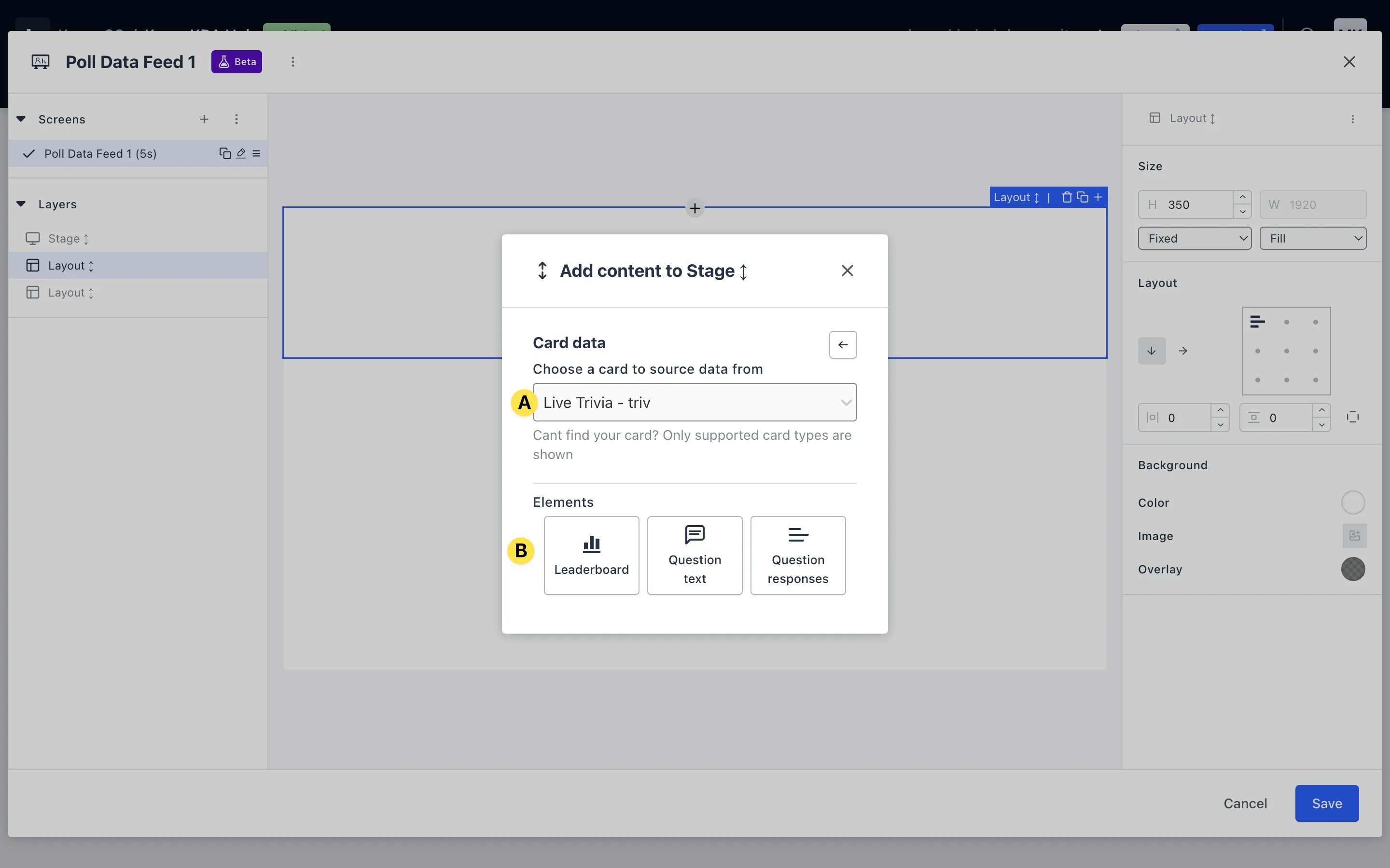 Live Data Feeds: option a — Step 6: Add card data to your Data Feed