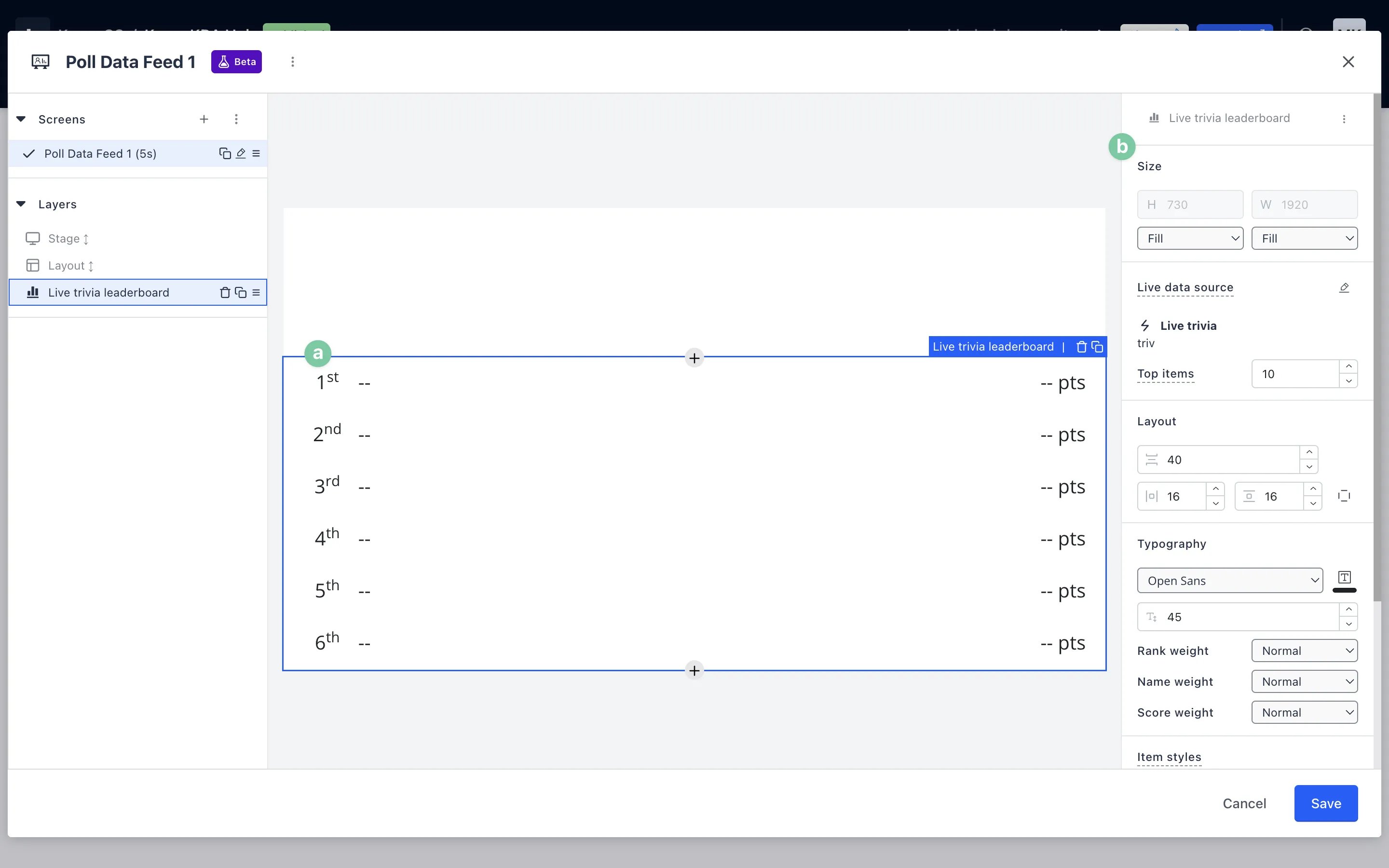 Live Data Feeds: option b — Step 6: Add card data to your Data Feed