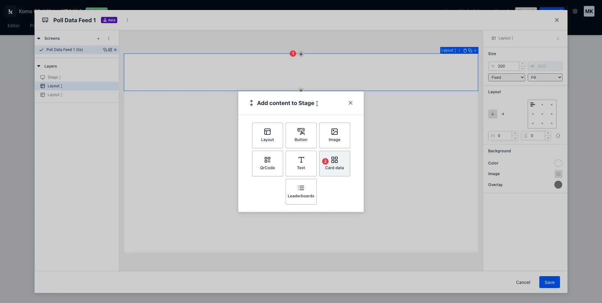 Live Data Feeds: step 6 — Step 6: Add card data to your Data Feed