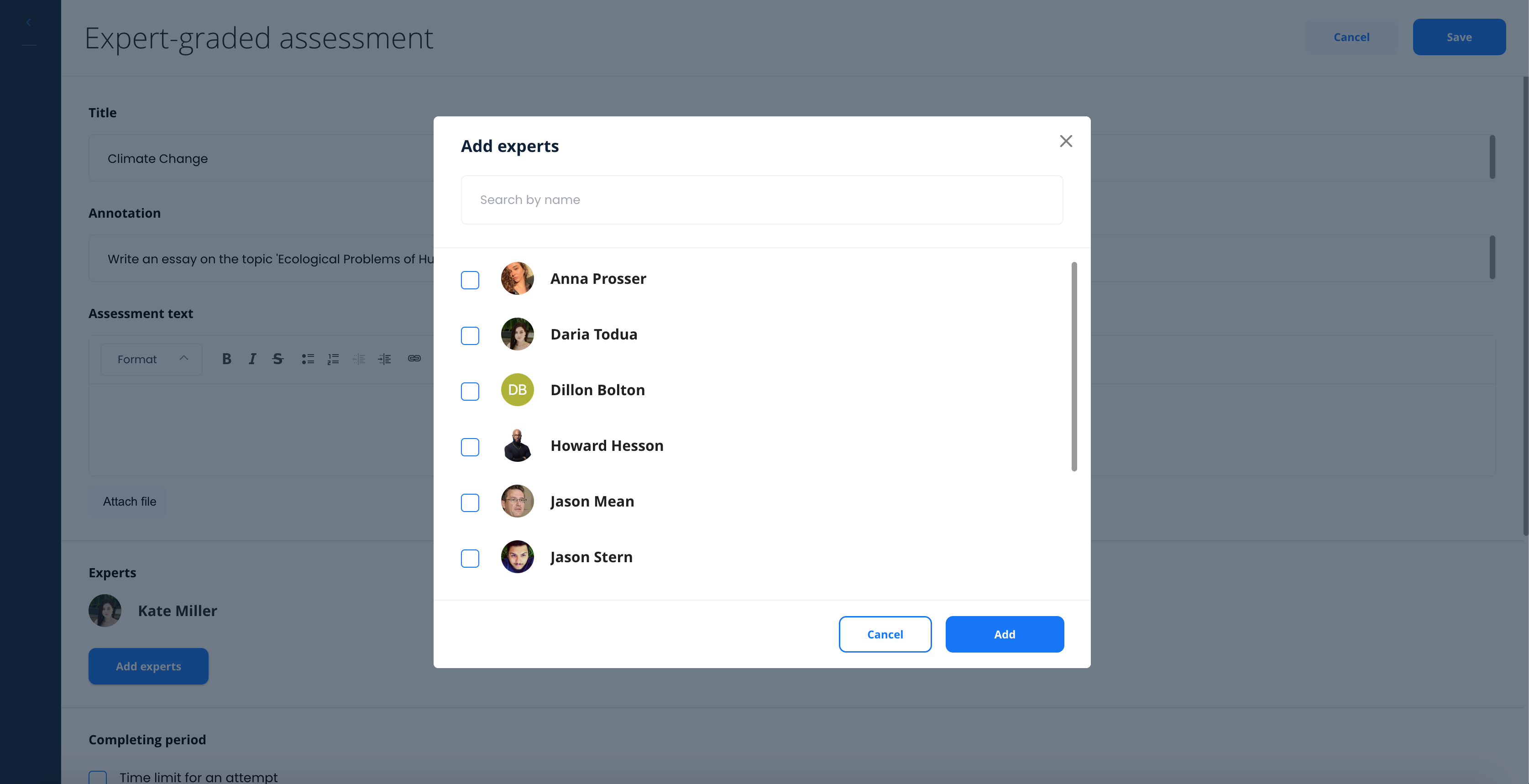 Adding experts to review submissions