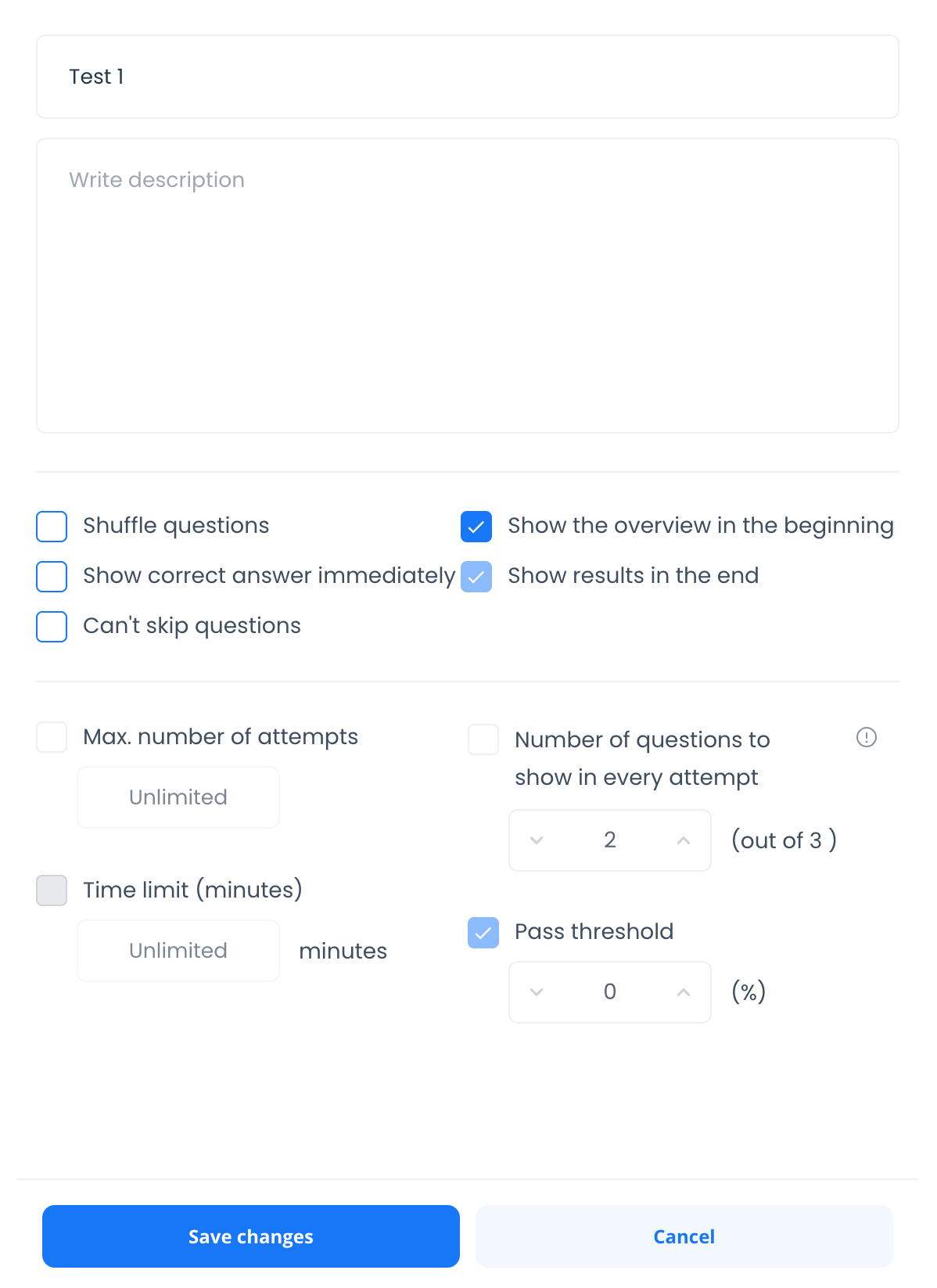 Configuring question pool settings