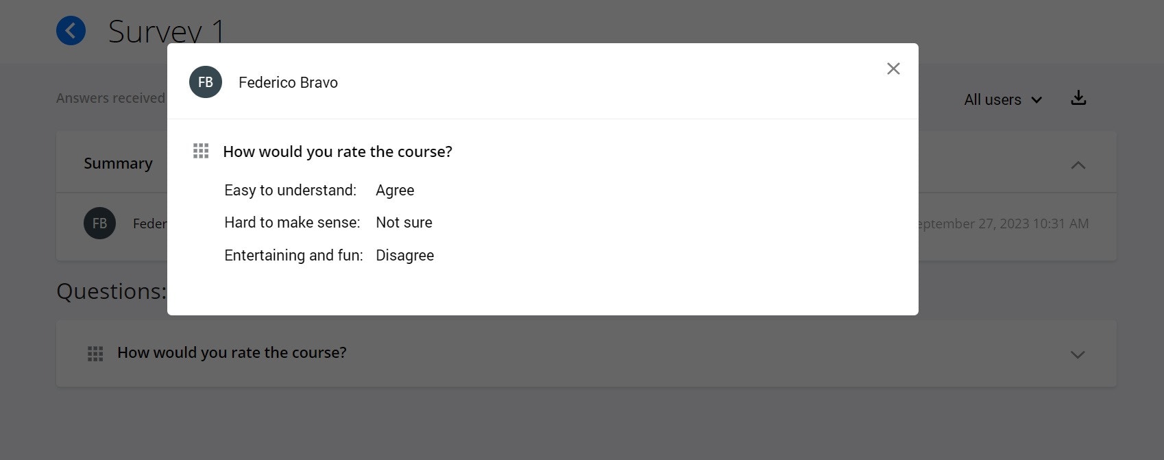 View all survey answers