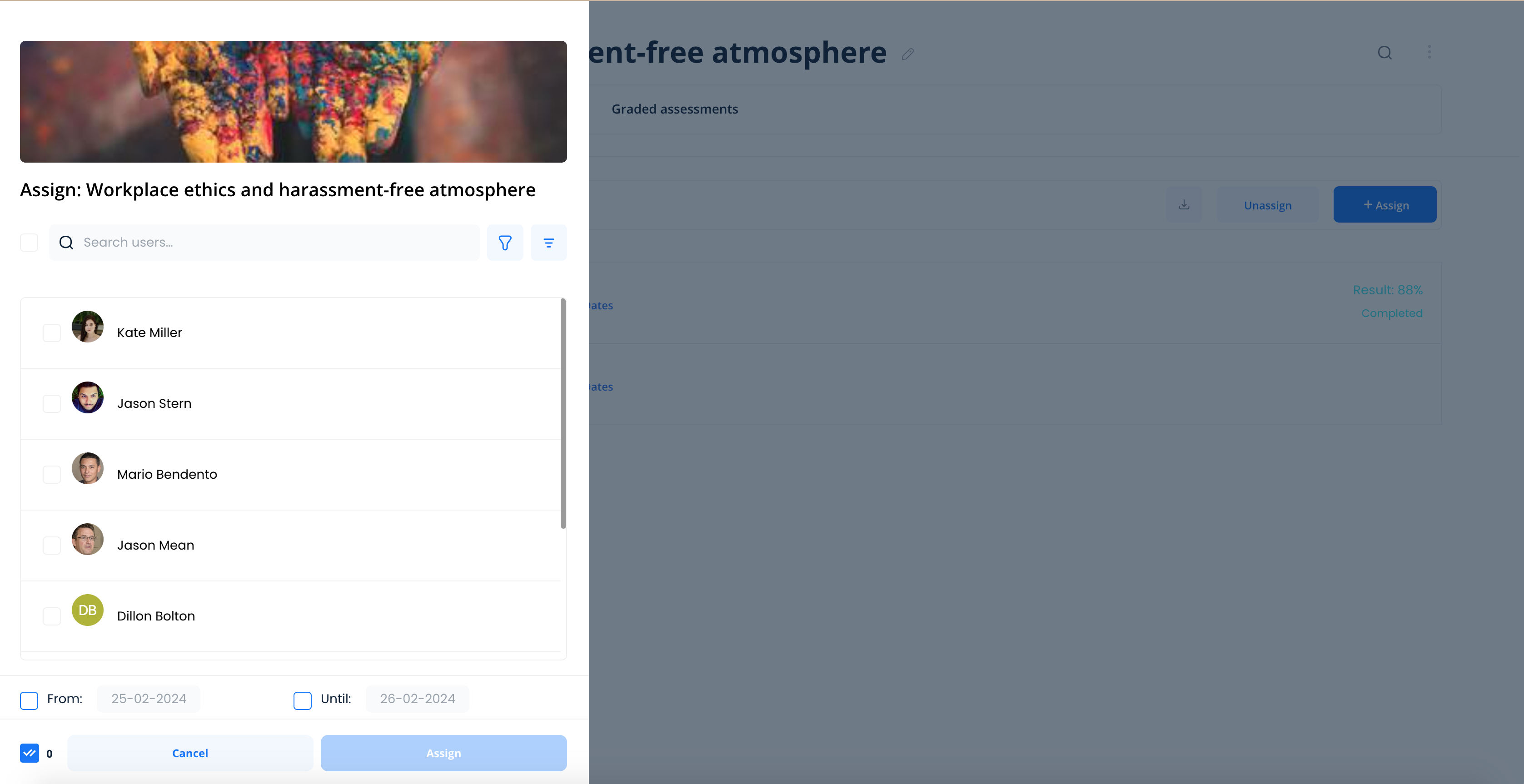 Assigning courses to users and groups