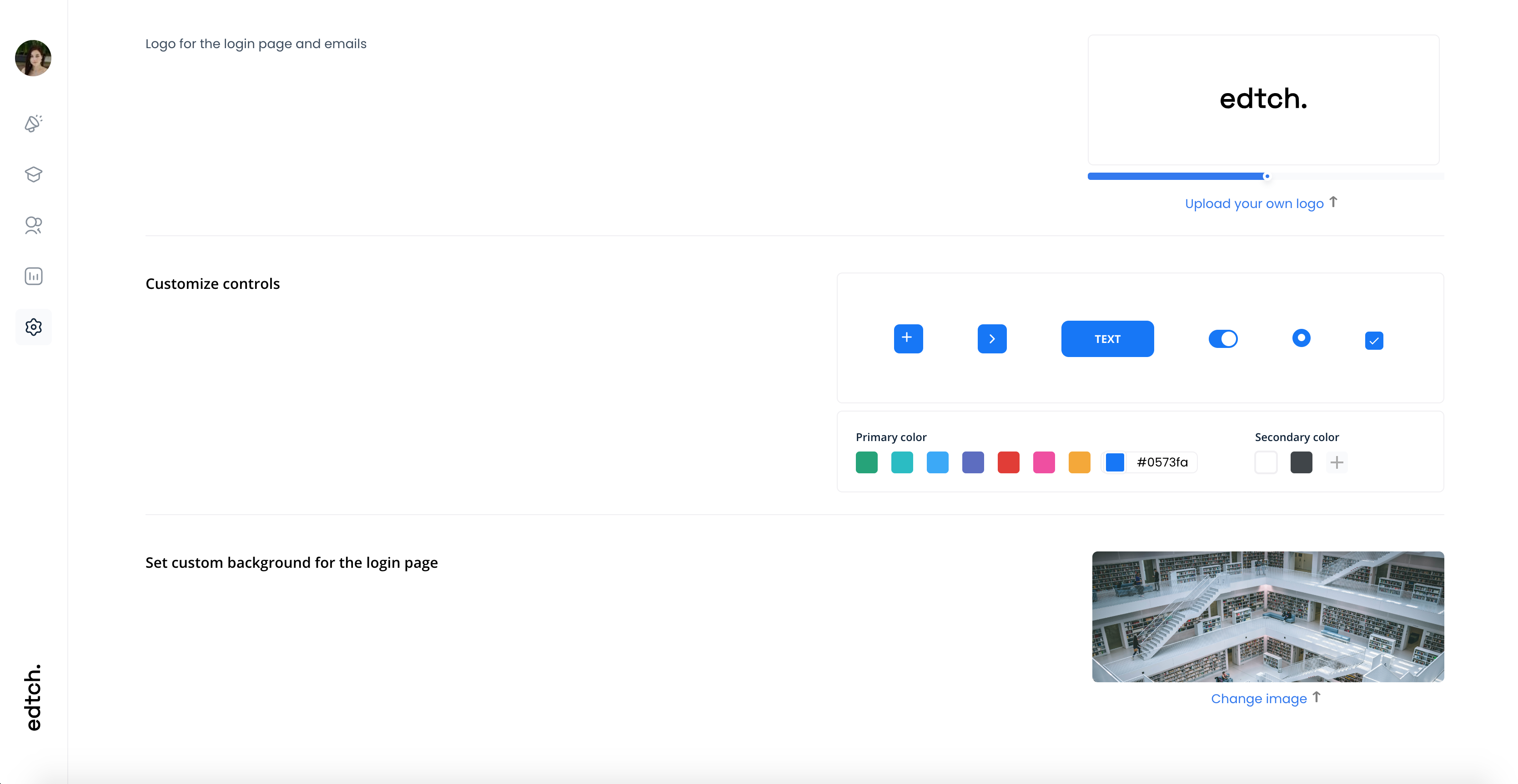 Branding settings page