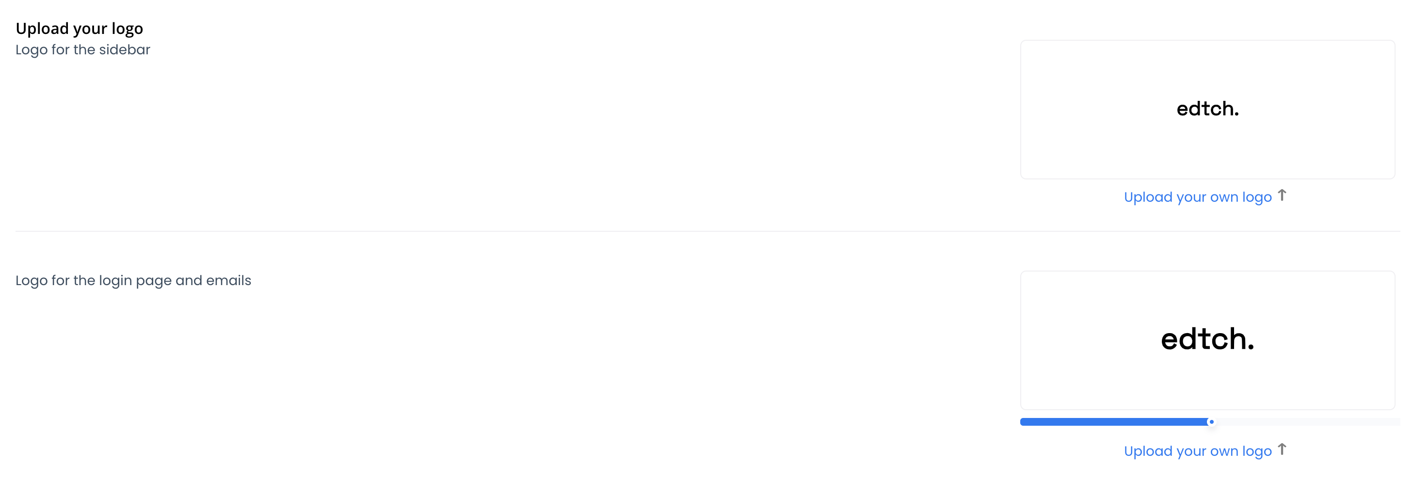 Logo upload interface