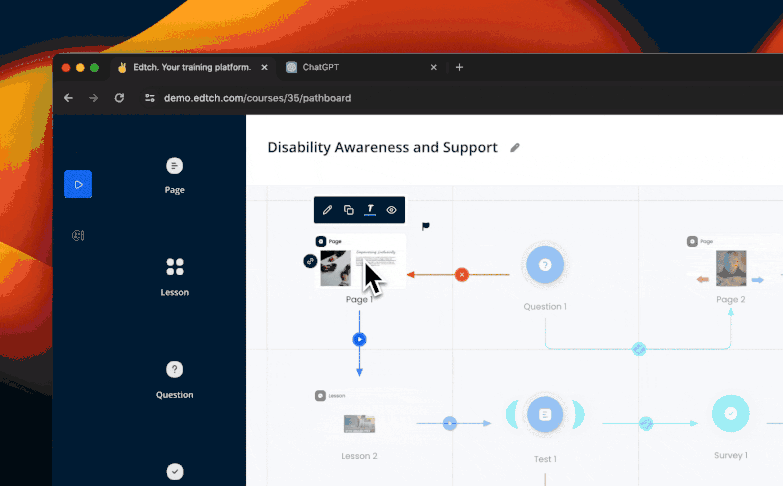 Default transition in player mode