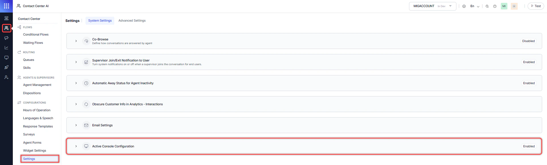 Active Console Configuration