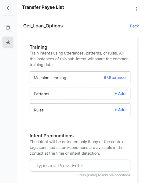 Sub intent pre-conditions