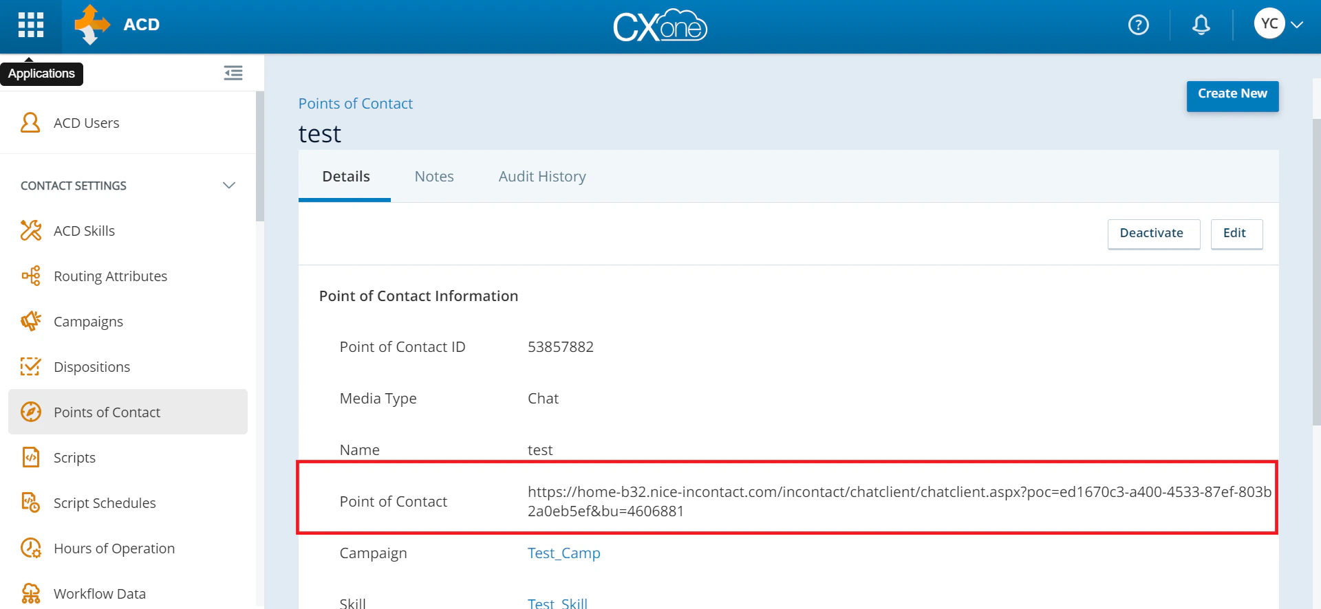 Point of contact is created