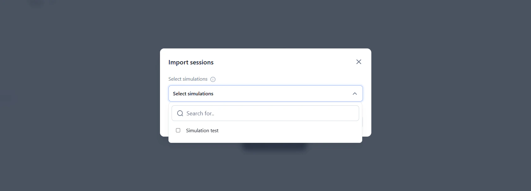 Import simulated sessions dialog