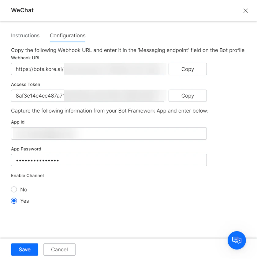 wechat channel configuration