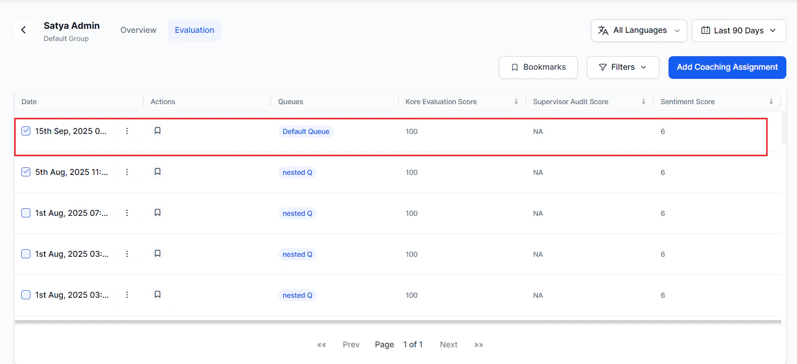 Add Coaching Assignments Selection