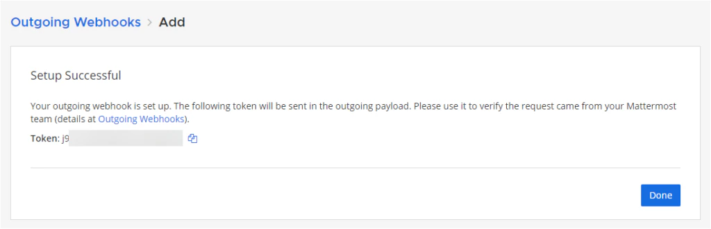 copy outgoing webhook token