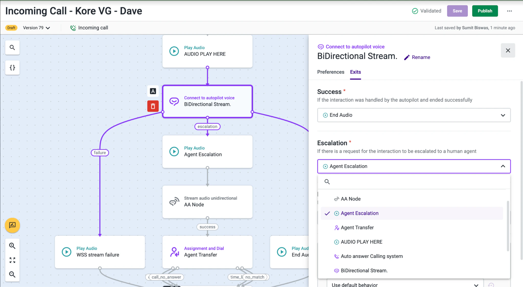 Agent Escalation Node – Exits Tab
