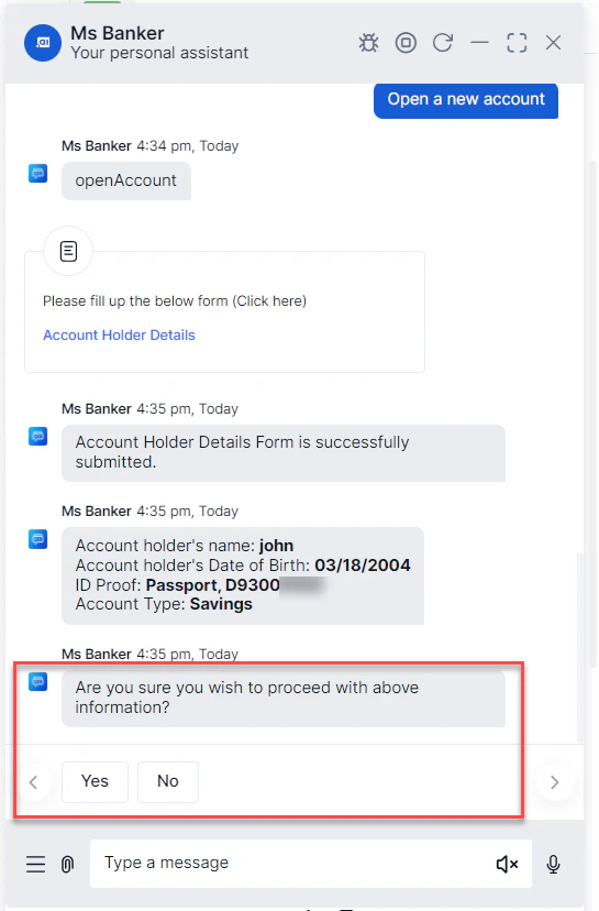 Quick Reply prompt at Runtime