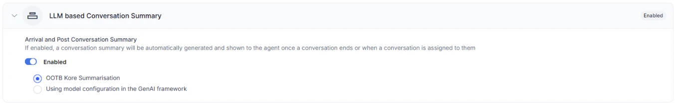 Conversation Summary Options