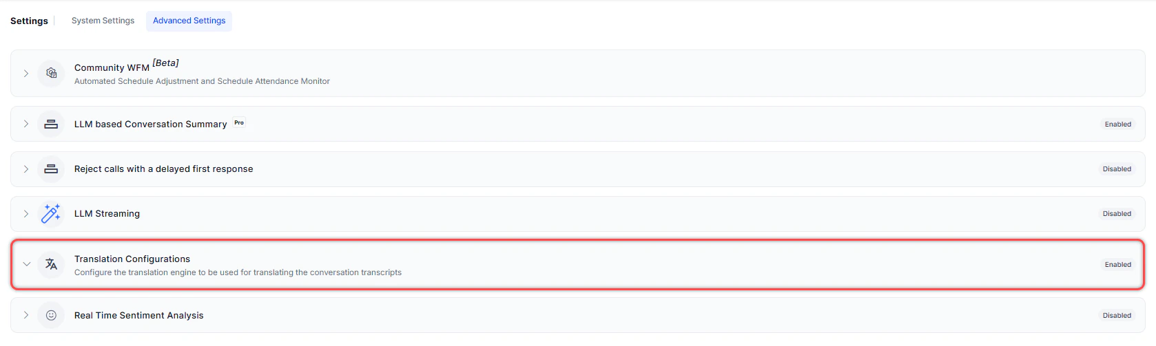 Translation Configurations
