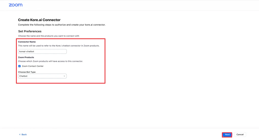 Zoom connector details