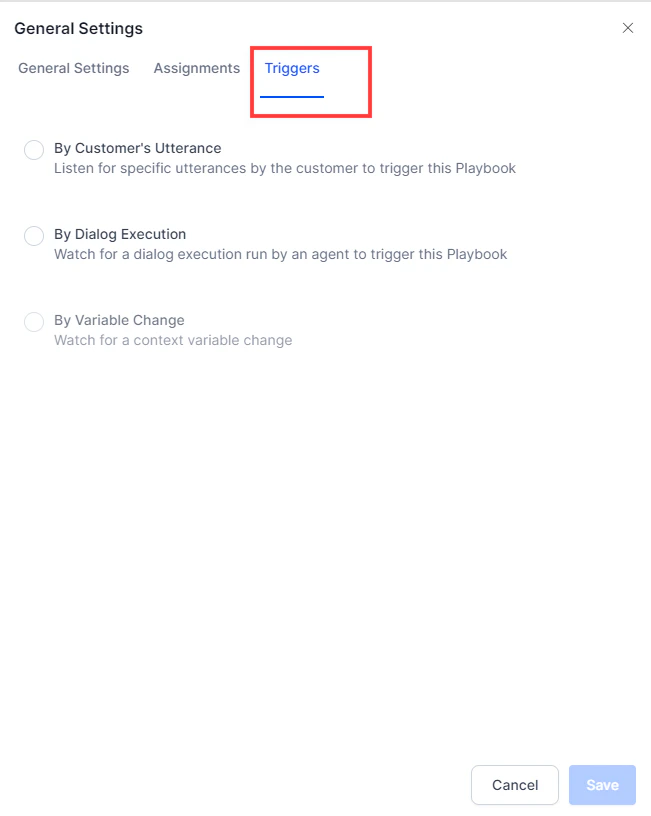 Playbook Trigger Settings