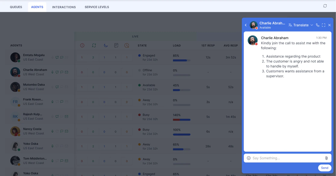 Supervisor Internal Chat