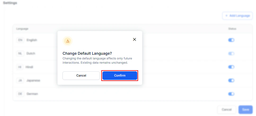Change Default Language
