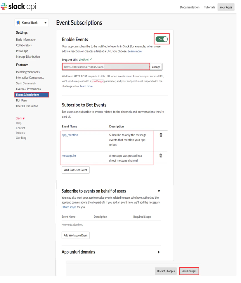 events subscriptions