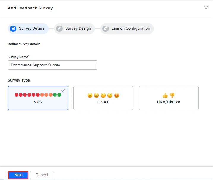 Feedback Survey - Name and Type