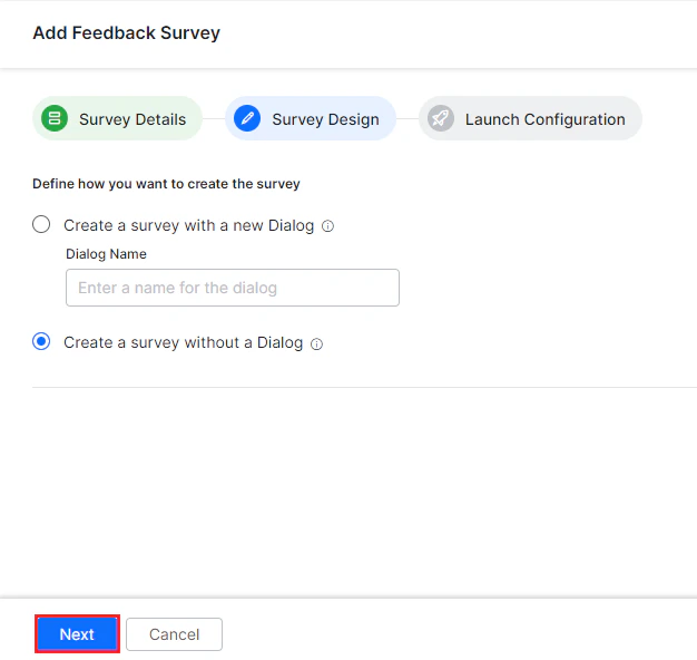 Feedback survey - Without dialog