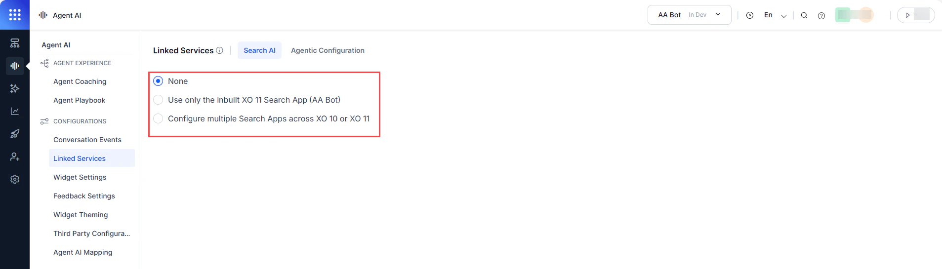 Search AI Configuration Options