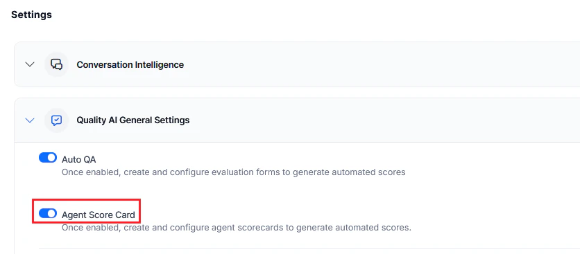 Agent Scorecard Setting
