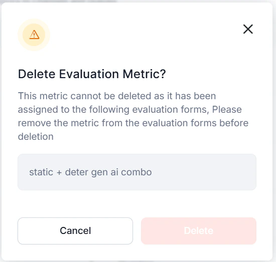 Playbook Metrics Delete Warning