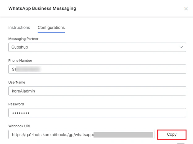 enter gupshup webhook