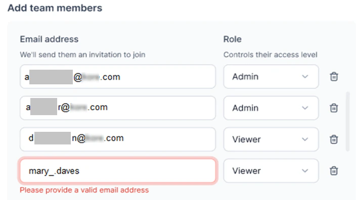 valid email address error