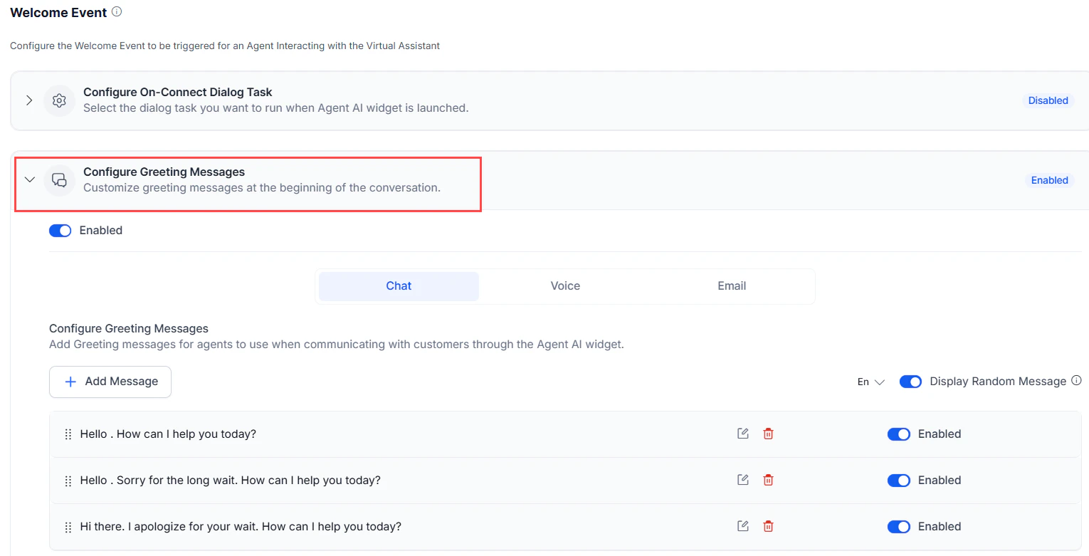 Configure Greeting Messages