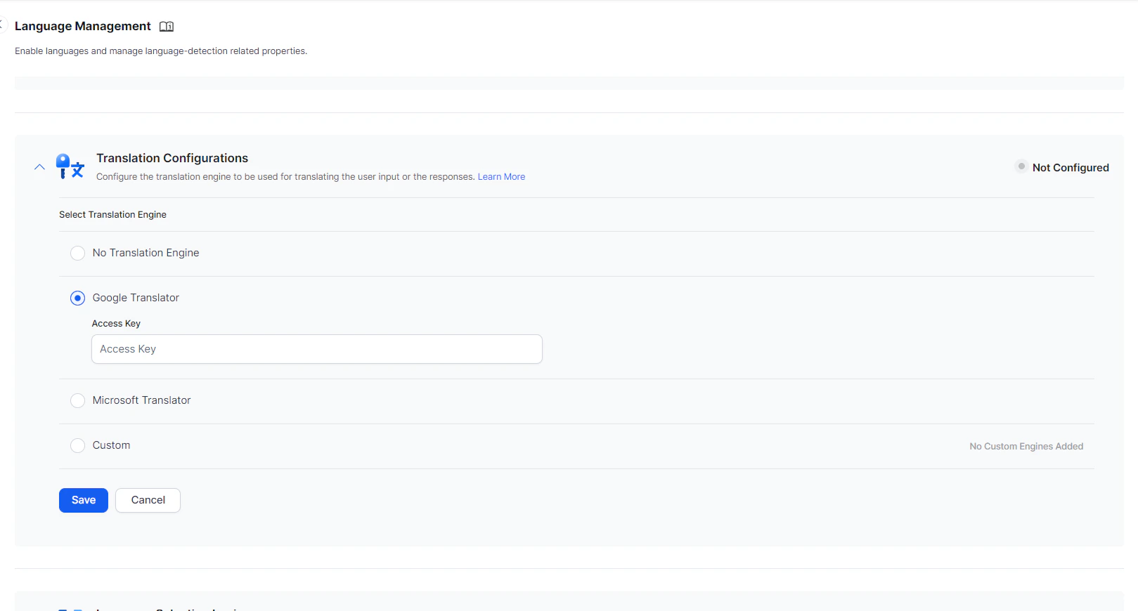 Translation Configurations - Google