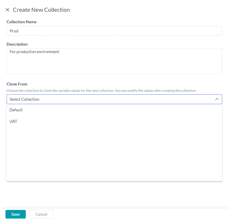 Enter details for the new collection