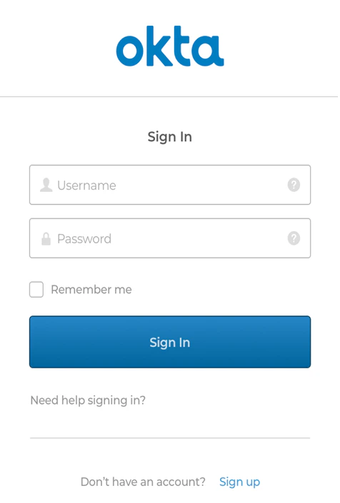 okta sign in page