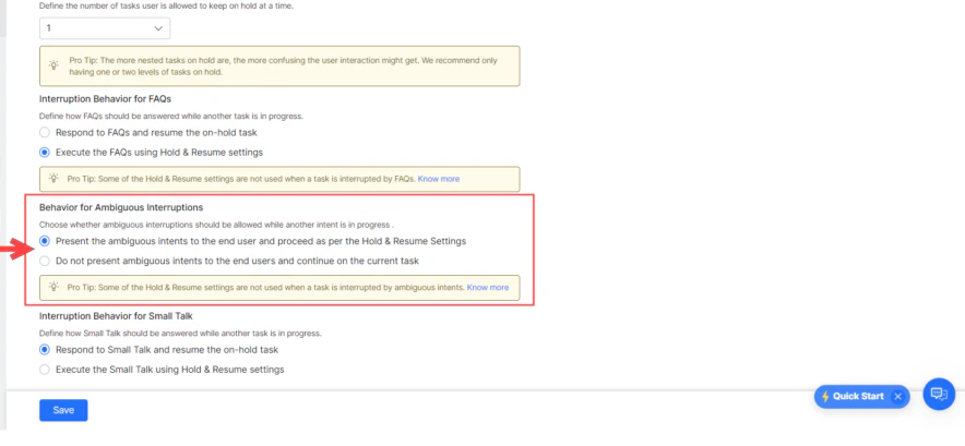 ambiguous interruption behavior