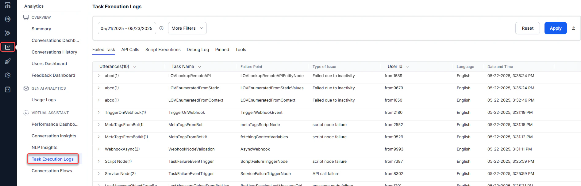 Navigating to Task Execution Logs