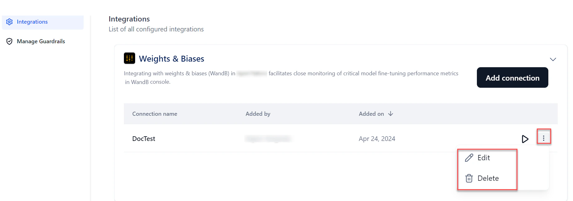 Manage WandB Connection