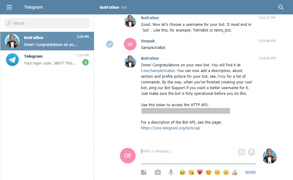 telegram confirmation
