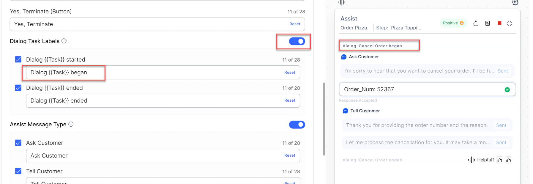 Dialog Task Label Change