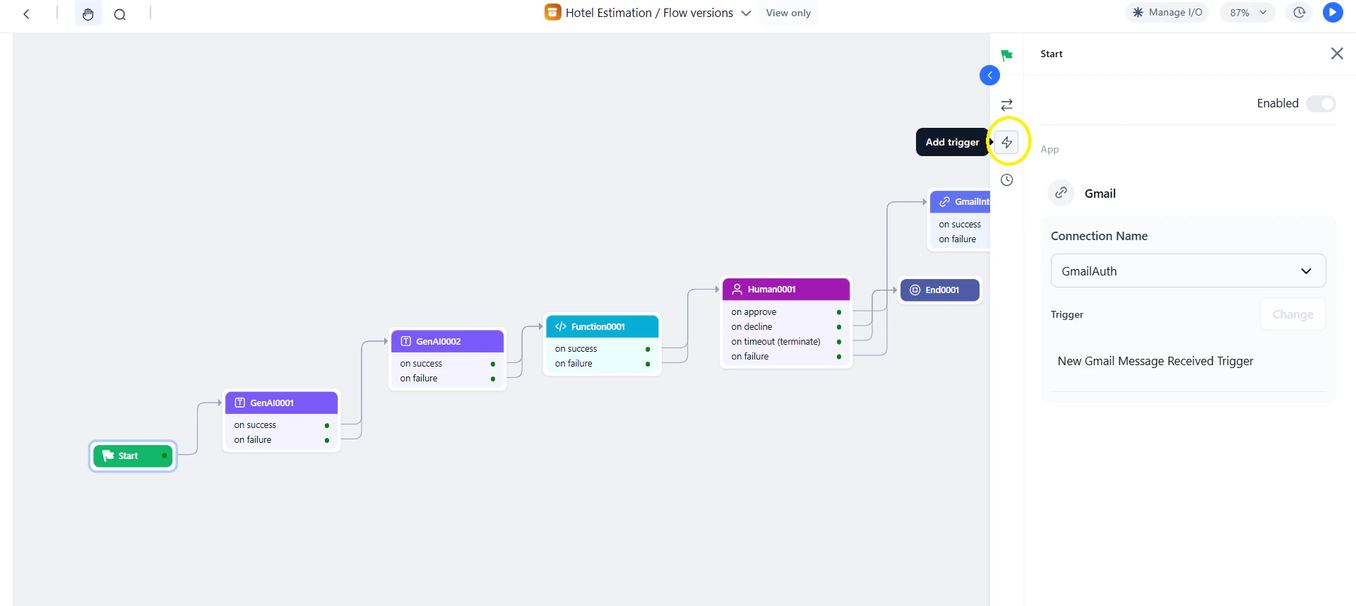 Adding an event trigger