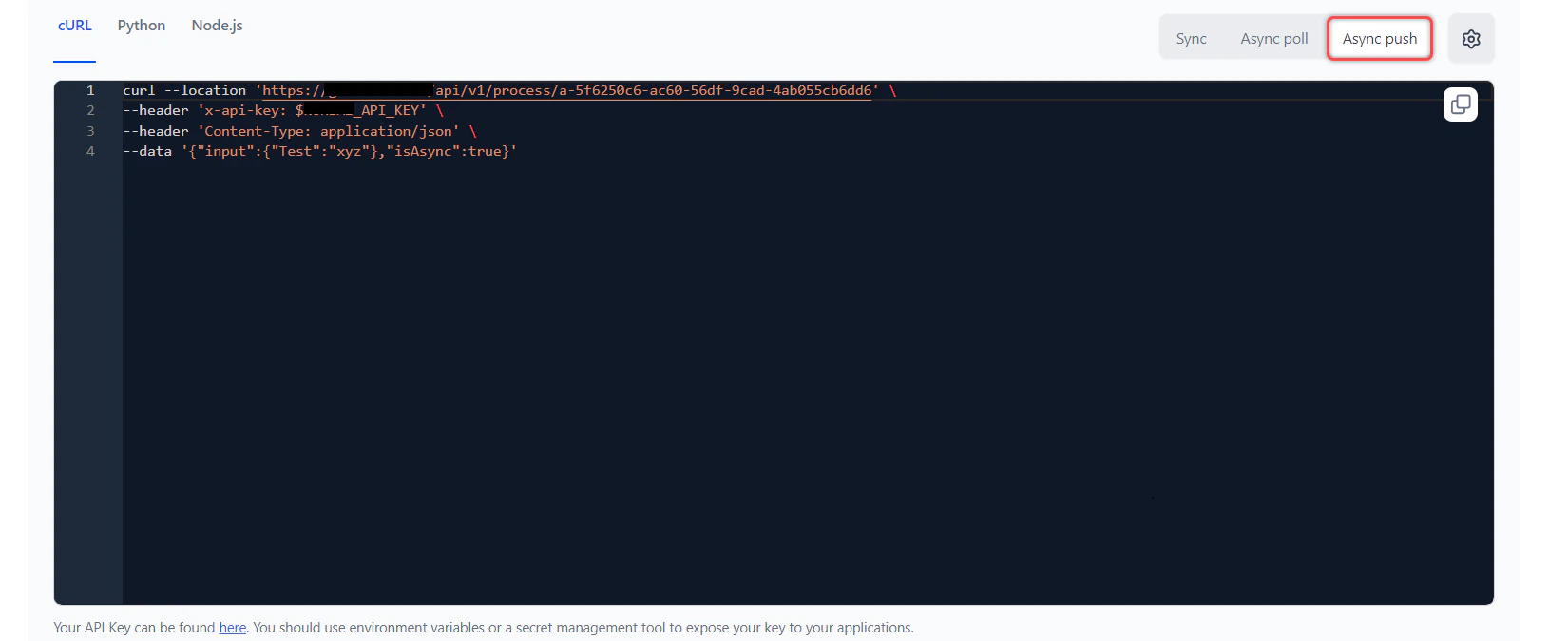 Async push endpoint created