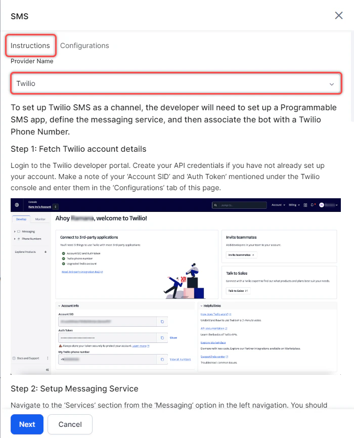 Twilio Instructions