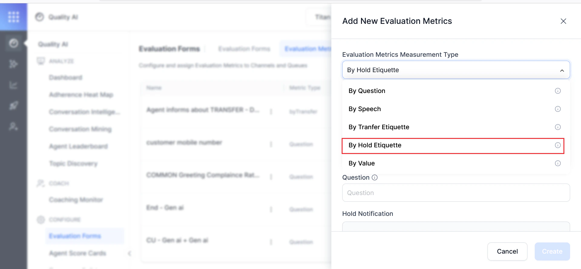 By Hold Etiquette Metric