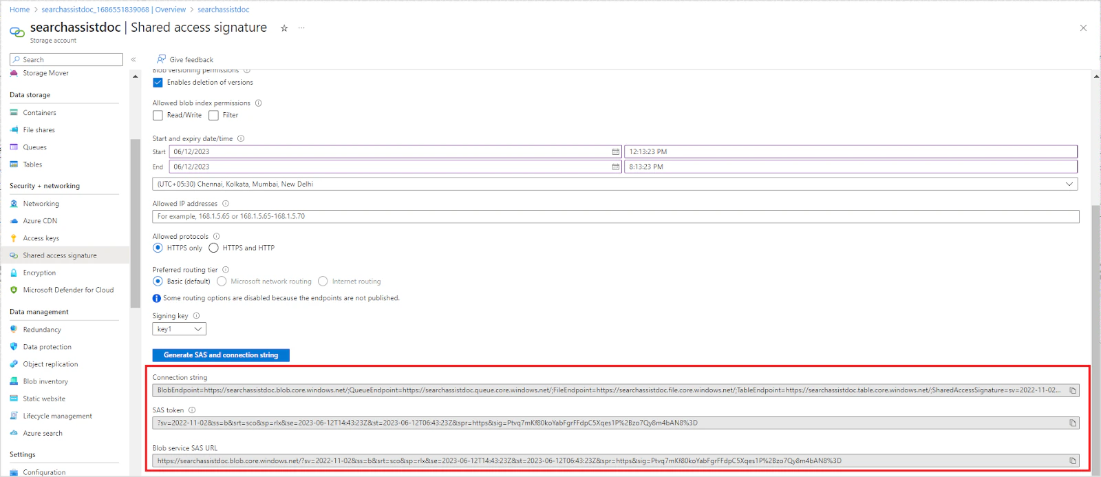 Azure Connection Details