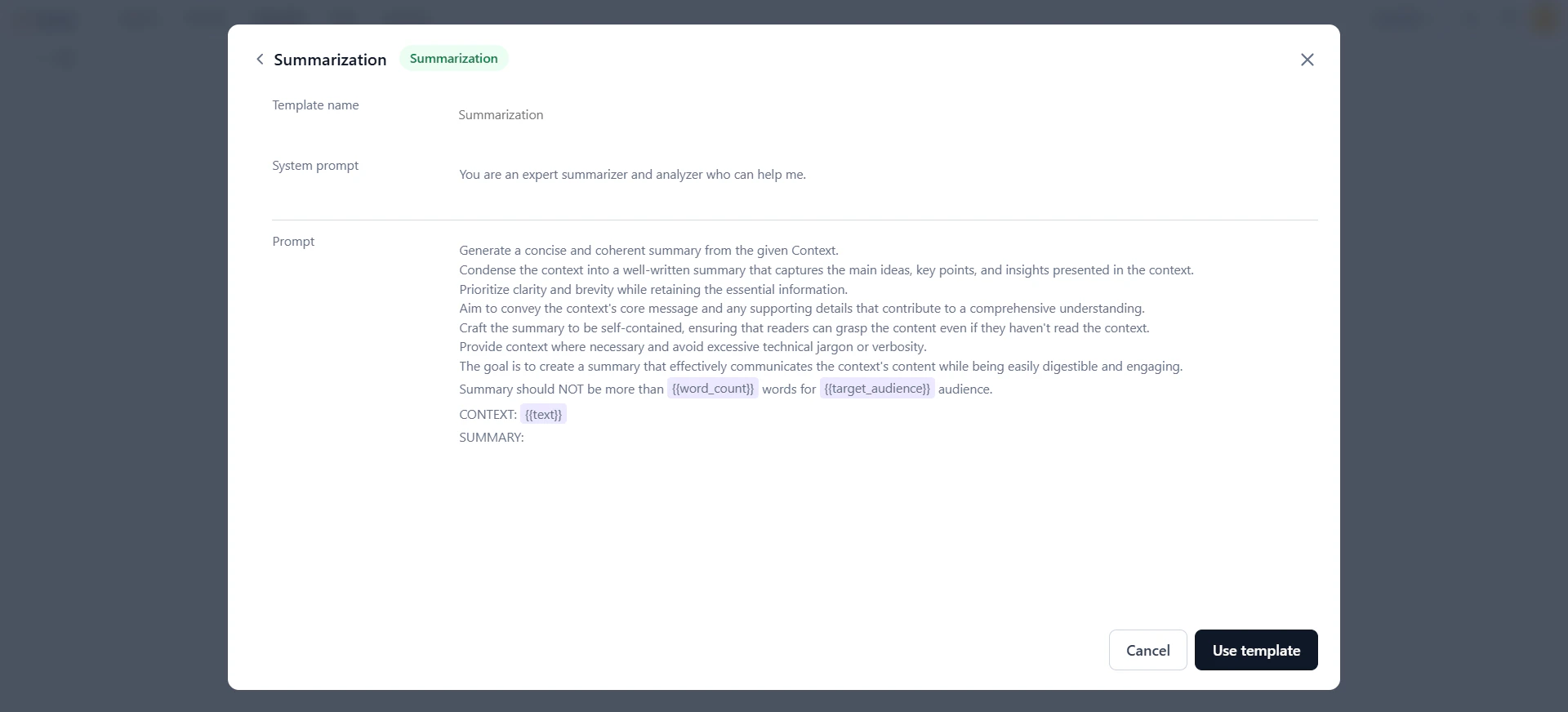 Prompt library dialog