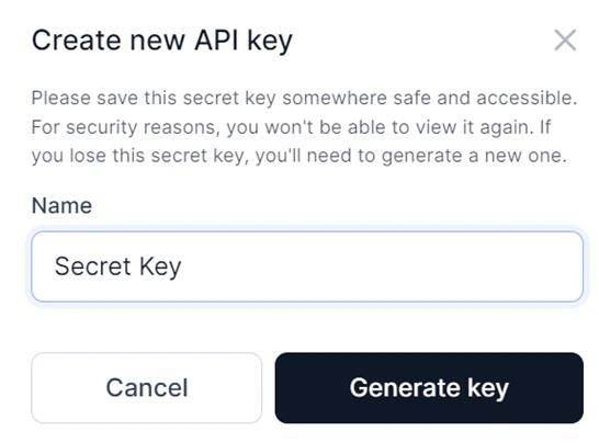Create a new API Key