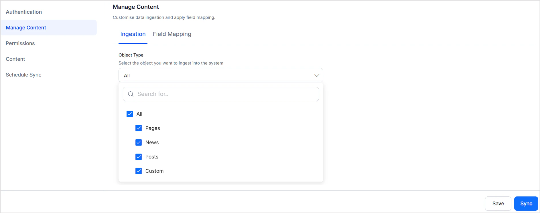 Object Type selector
